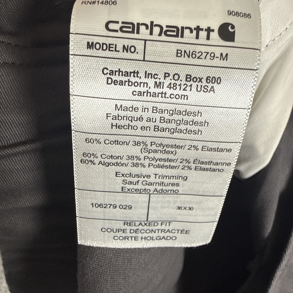Carhartt Force Pant Khaki Men's 36x30 Gray Relaxed Fit Work - Picture 9 of 9